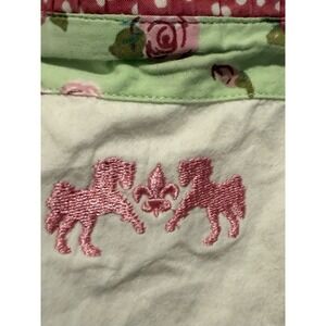 Equine Couture Womens M White Button Shirt Floral Ruffle Horse Embroidered